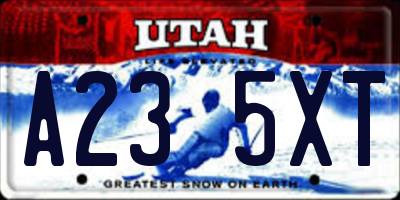 UT license plate A235XT