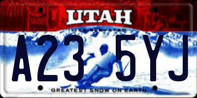 UT license plate A235YJ