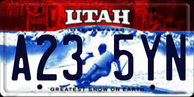 UT license plate A235YN