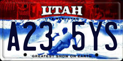 UT license plate A235YS