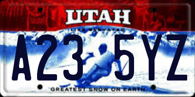 UT license plate A235YZ