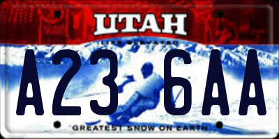 UT license plate A236AA
