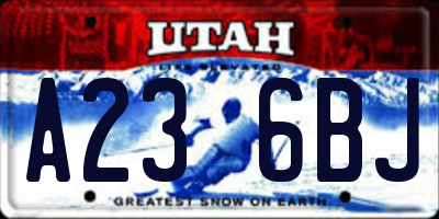 UT license plate A236BJ
