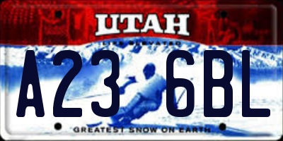 UT license plate A236BL