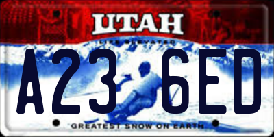UT license plate A236ED