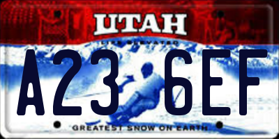 UT license plate A236EF