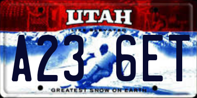 UT license plate A236ET