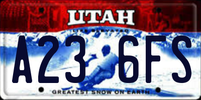UT license plate A236FS