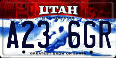 UT license plate A236GR