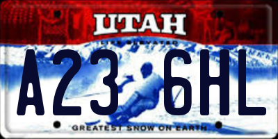 UT license plate A236HL