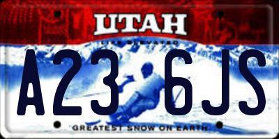 UT license plate A236JS