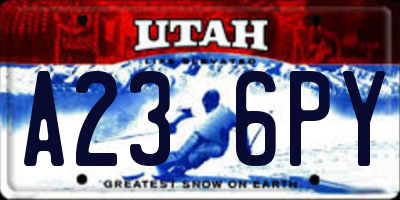 UT license plate A236PY