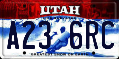 UT license plate A236RC