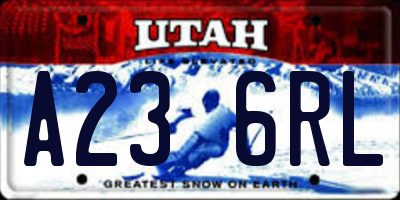 UT license plate A236RL