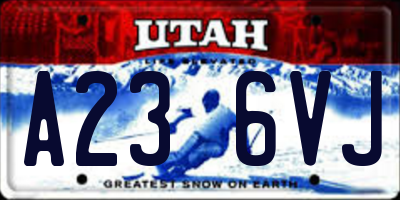 UT license plate A236VJ
