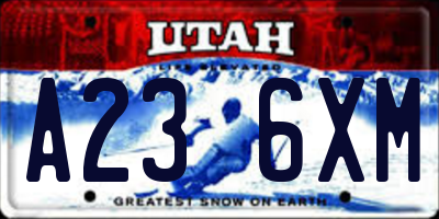 UT license plate A236XM
