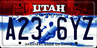 UT license plate A236YZ
