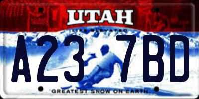 UT license plate A237BD