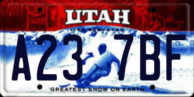 UT license plate A237BF
