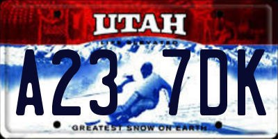 UT license plate A237DK