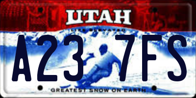 UT license plate A237FS