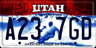 UT license plate A237GD