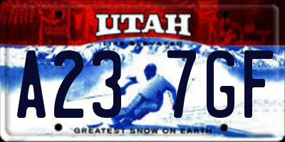 UT license plate A237GF