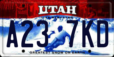 UT license plate A237KD