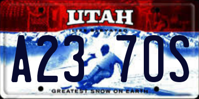 UT license plate A237OS