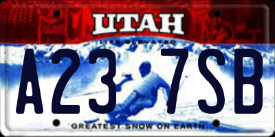 UT license plate A237SB