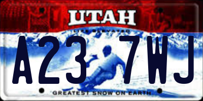 UT license plate A237WJ