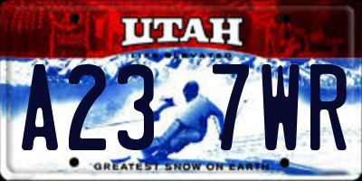 UT license plate A237WR