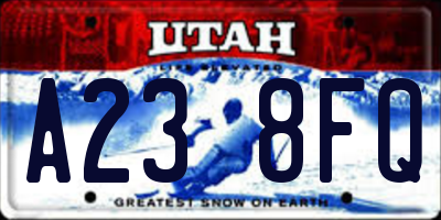 UT license plate A238FQ