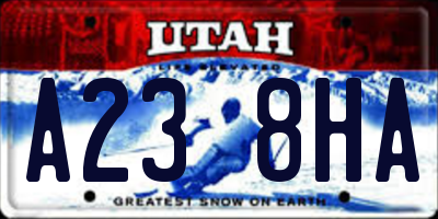 UT license plate A238HA