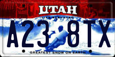 UT license plate A238TX