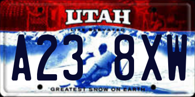 UT license plate A238XW