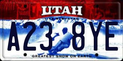 UT license plate A238YE