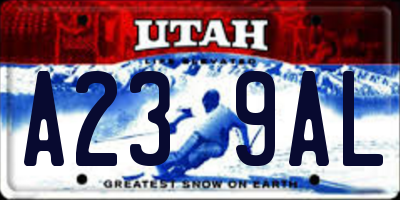 UT license plate A239AL