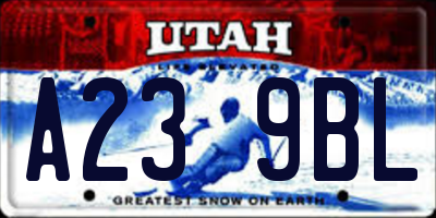 UT license plate A239BL