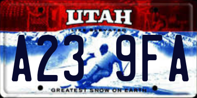 UT license plate A239FA