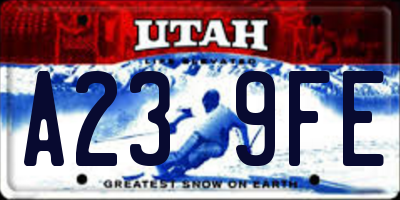 UT license plate A239FE