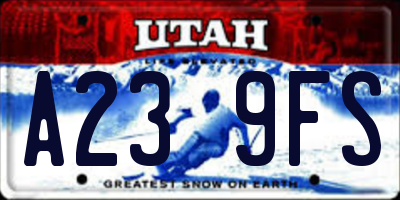 UT license plate A239FS