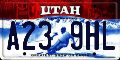 UT license plate A239HL