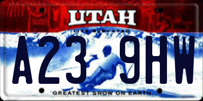 UT license plate A239HW