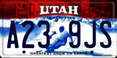 UT license plate A239JS