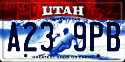 UT license plate A239PB