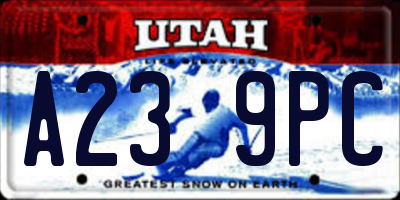 UT license plate A239PC