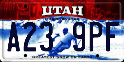 UT license plate A239PF