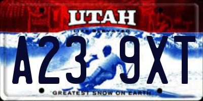 UT license plate A239XT