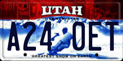 UT license plate A240ET